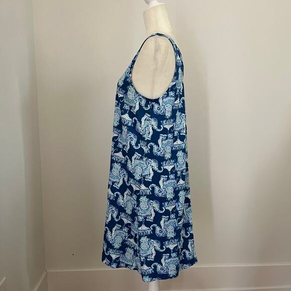 Lilly Pulitzer Women's Kristen Dress Deep Indigo Joy Ride Elephant Blue Large - Picture 6 of 8